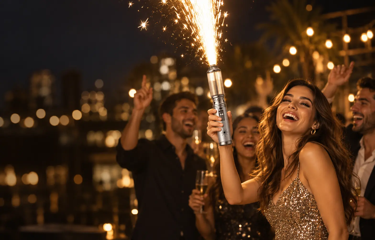 Parties celebration with spark effects