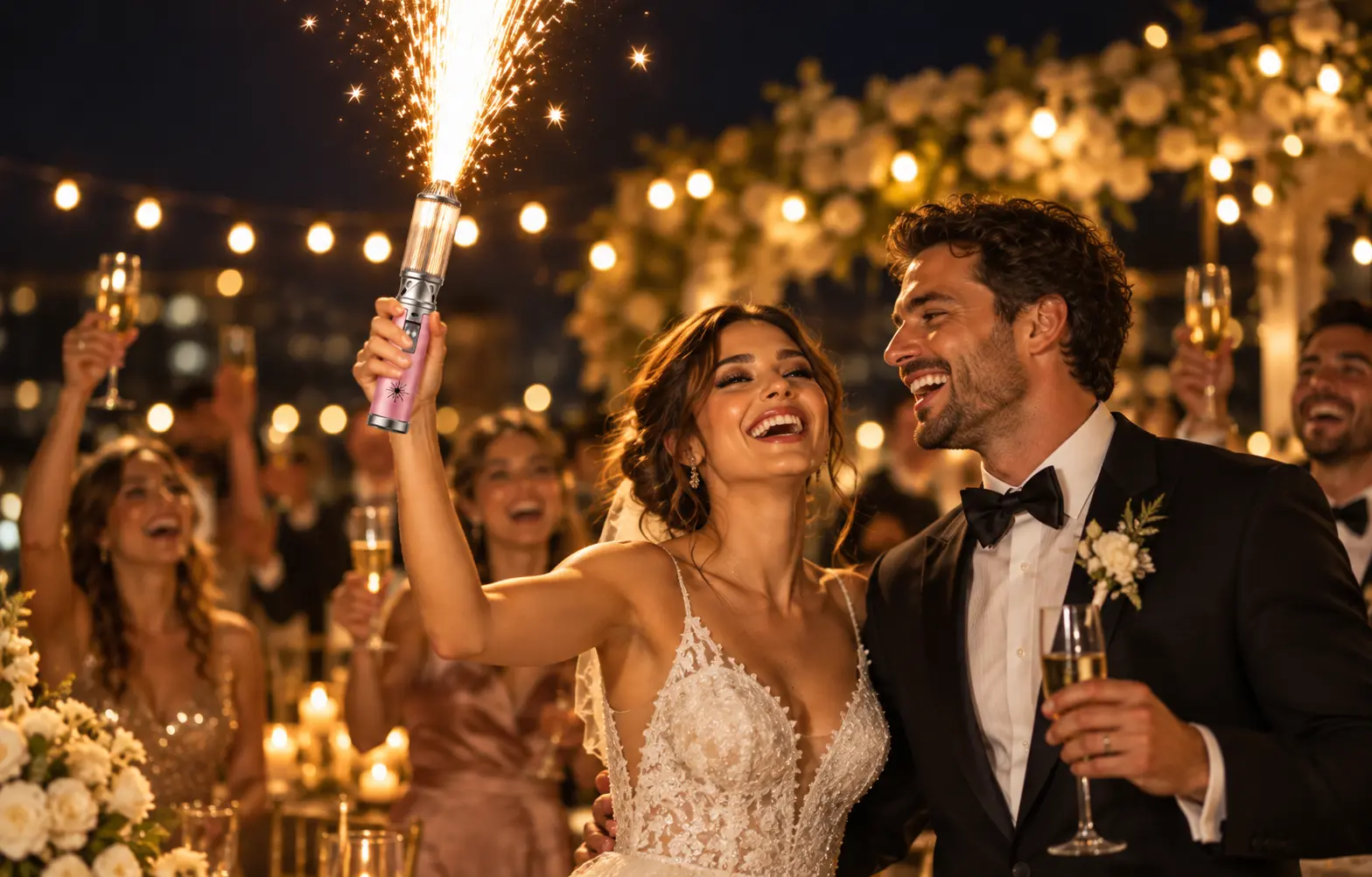 Weddings celebration with spark effects
